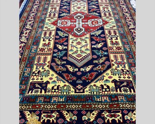 قالیچه عشایری چله پشم  زمینه کرم  سایز ۱۴۰×۲۰۰ 