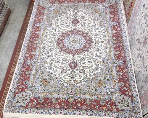 6 متری جفت کرک نیوزلندی  گل ابریشم زمینه کرم حاشیه مسی اعلاء